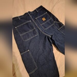 Dark Blue Carhartt Dungaree Jeans with Pockets